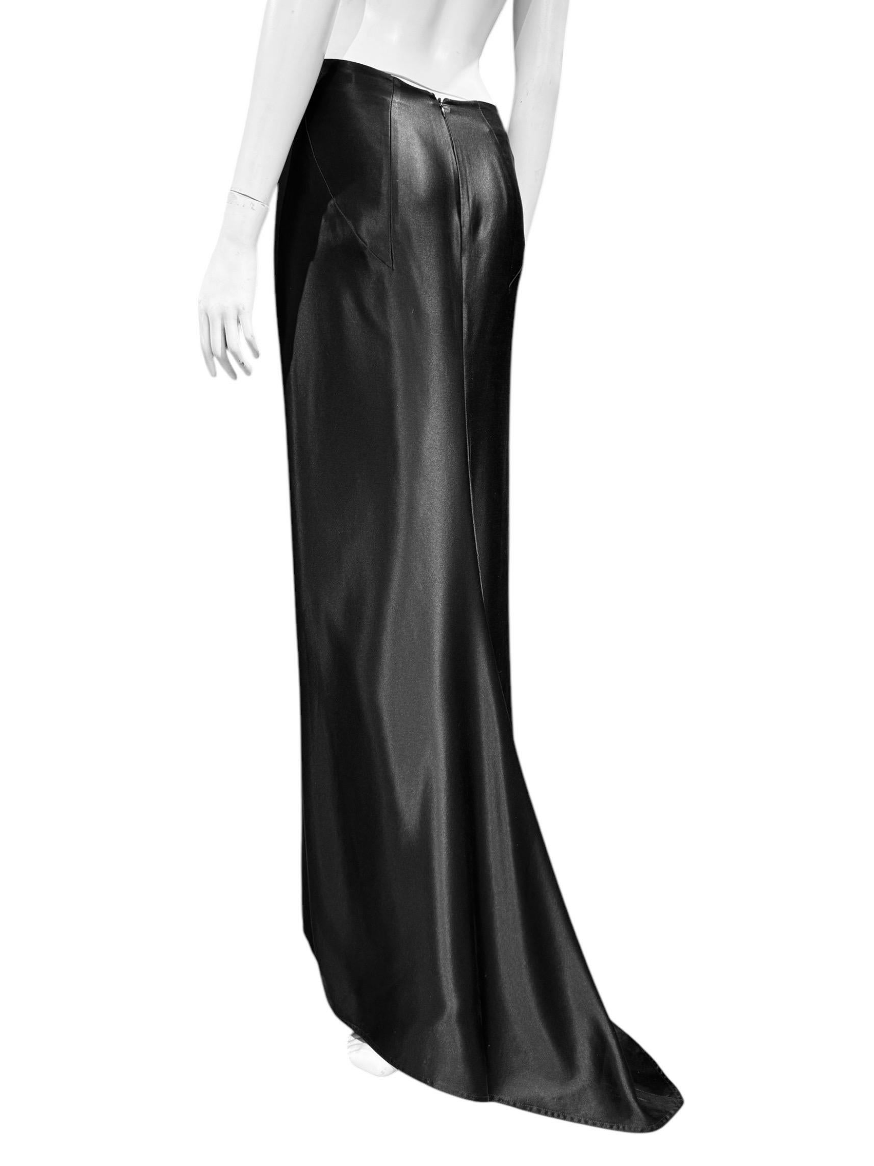 ALEXANDER MCQUEEN SS1999 «No. 13» BLACK SILK MAXI SKIRT In Good Condition In PARIS, FR