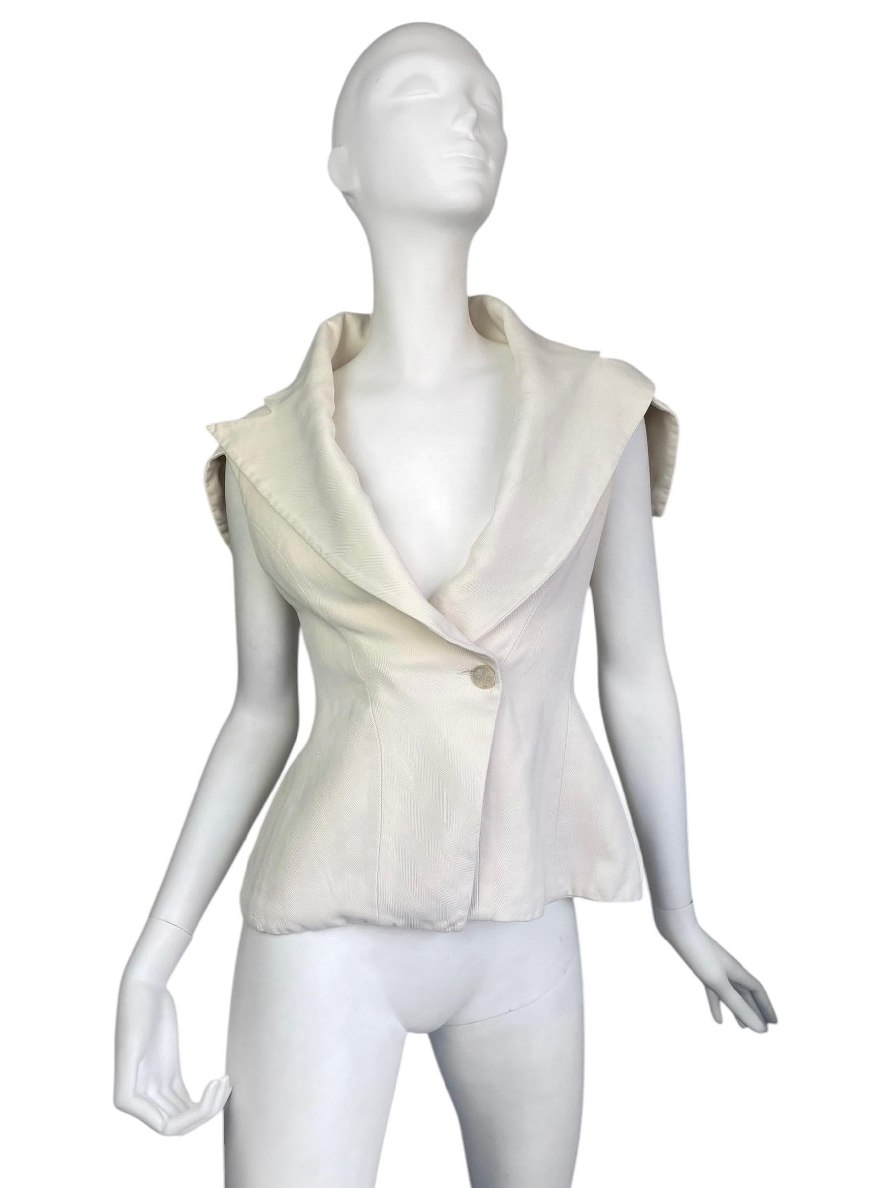 Gray ALEXANDER MCQUEEN ss1999 «NO. 13» CREAM SILK SCULPTED BLAZER
