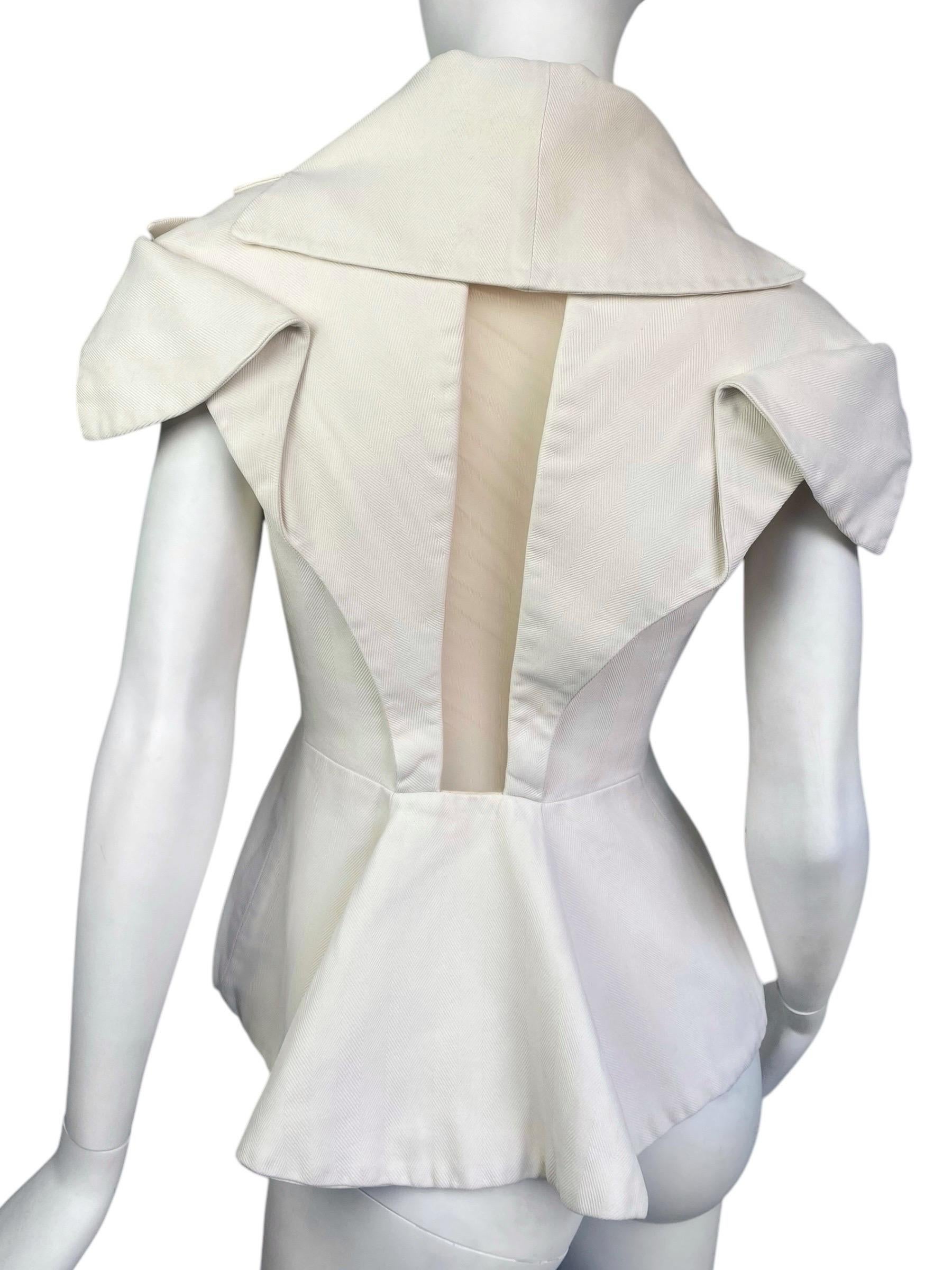 Women's ALEXANDER MCQUEEN ss1999 «NO. 13» CREAM SILK SCULPTED BLAZER