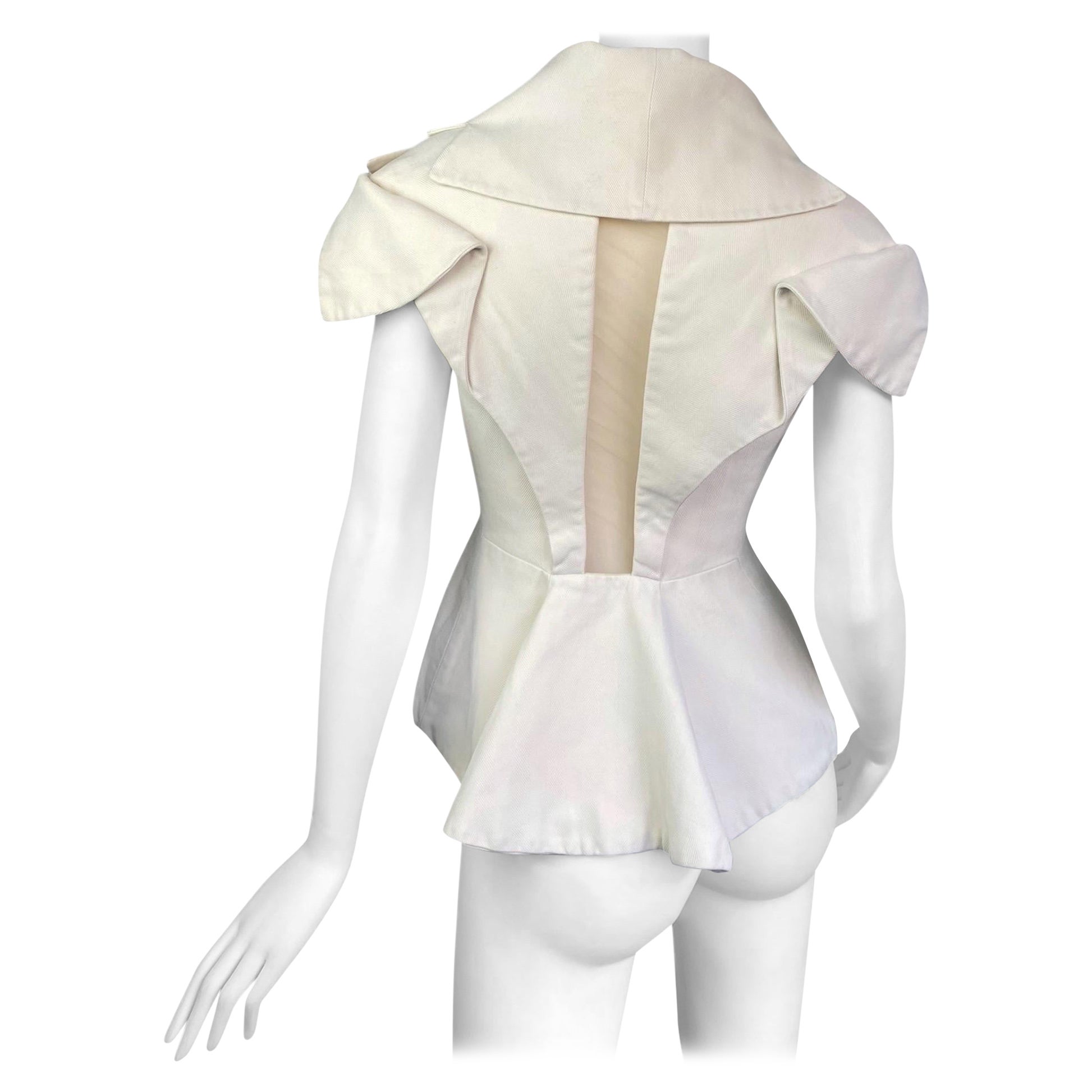 ALEXANDER MCQUEEN ss1999 «NO. 13» CREAM SILK SCULPTED BLAZER