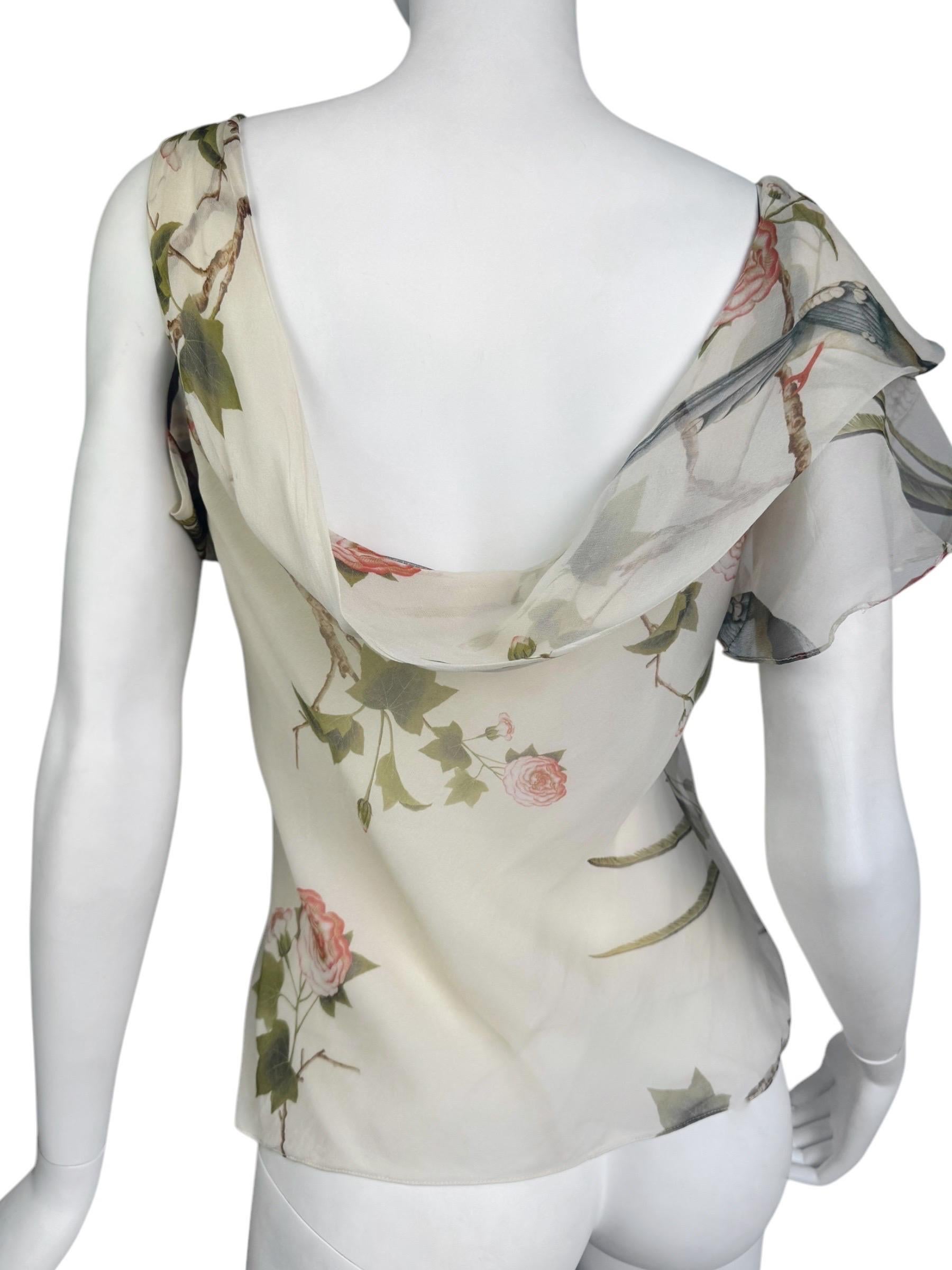ALEXANDER MCQUEEN ss2007 « SARABANDE » BEIGE SILK BIRDS PRINT TANK TOP 5