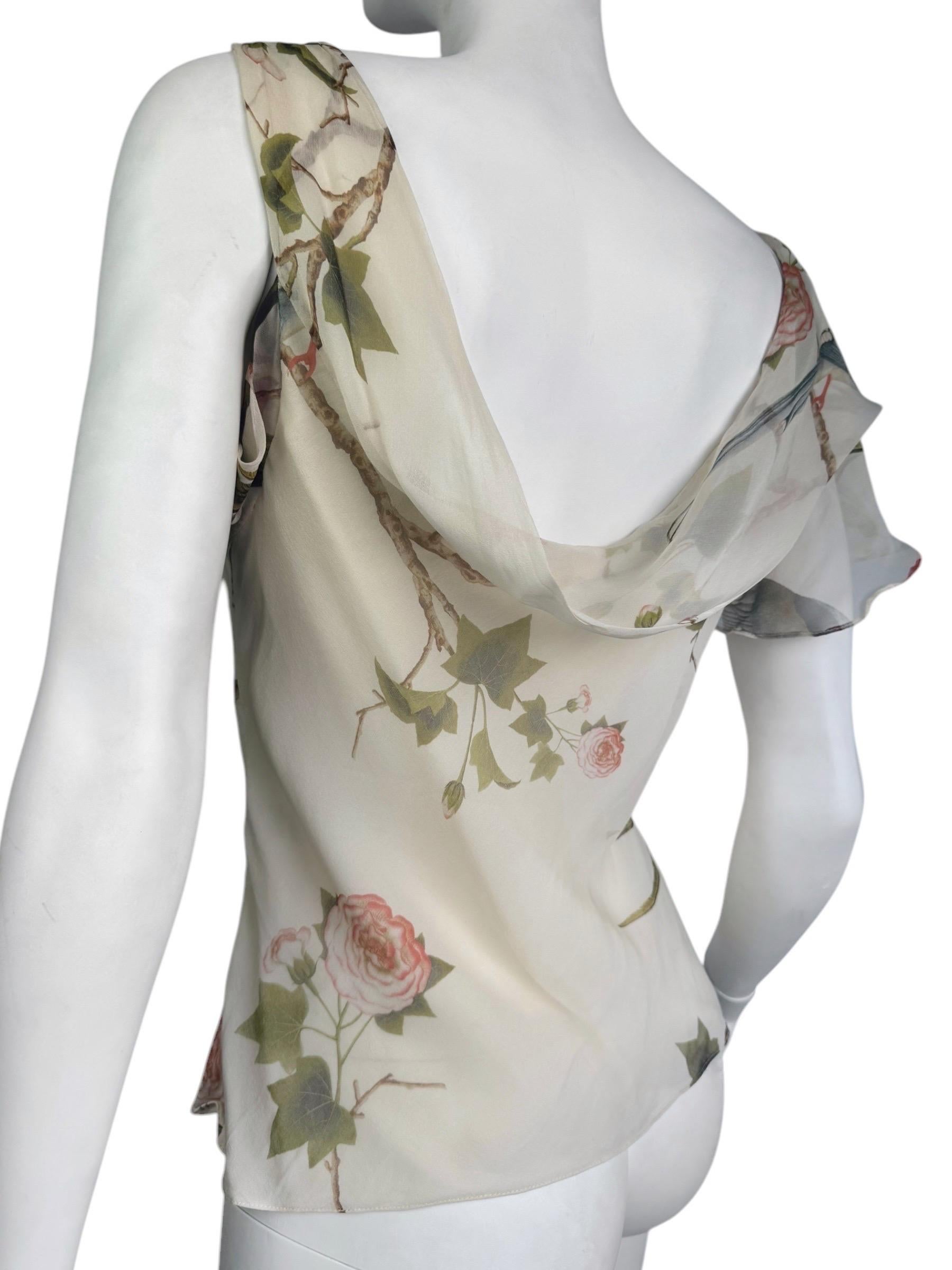 ALEXANDER MCQUEEN ss2007 « SARABANDE » BEIGE SILK BIRDS PRINT TANK TOP 6