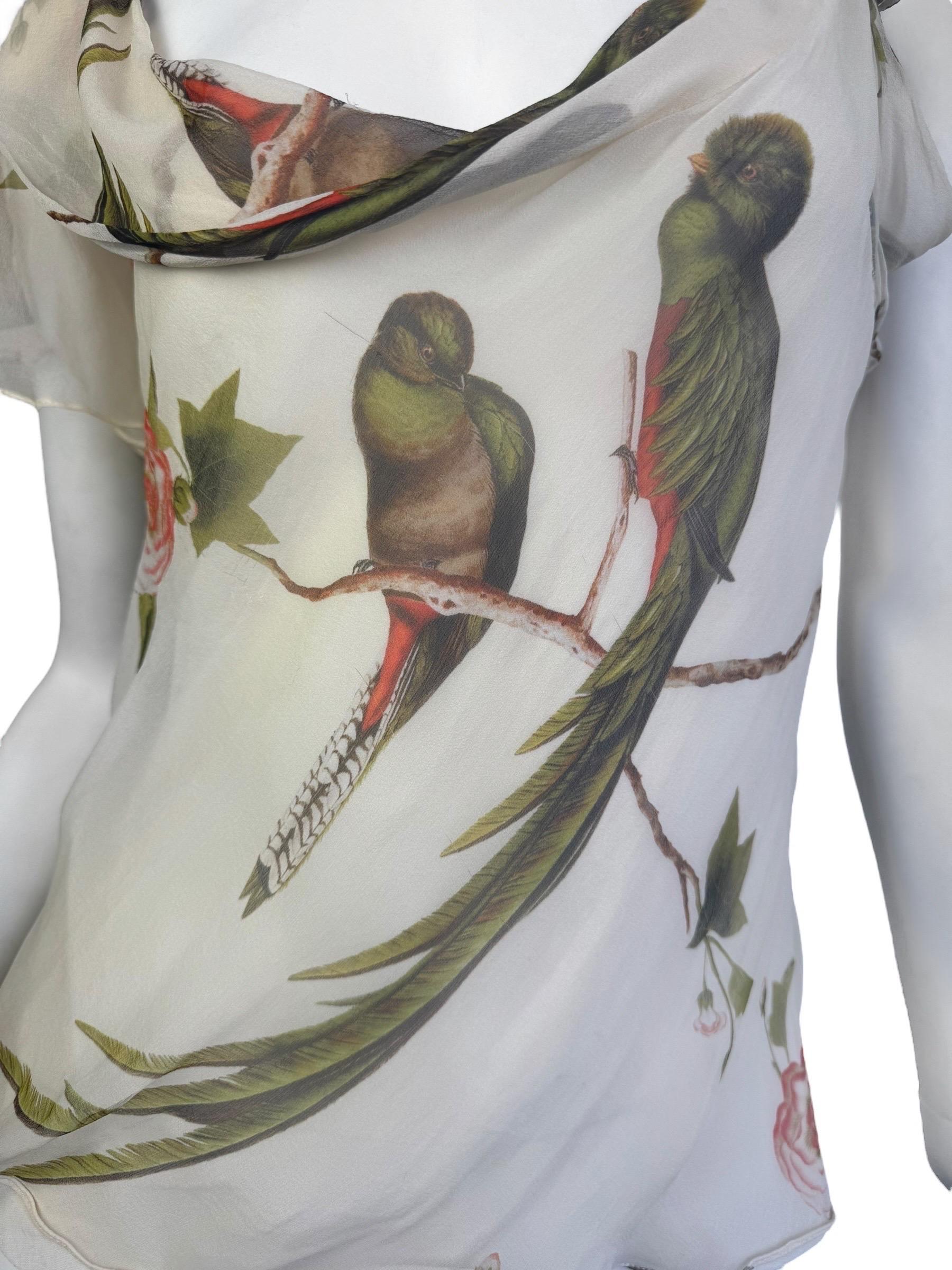 ALEXANDER MCQUEEN ss2007 « SARABANDE » BEIGE SILK BIRDS PRINT TANK TOP 2