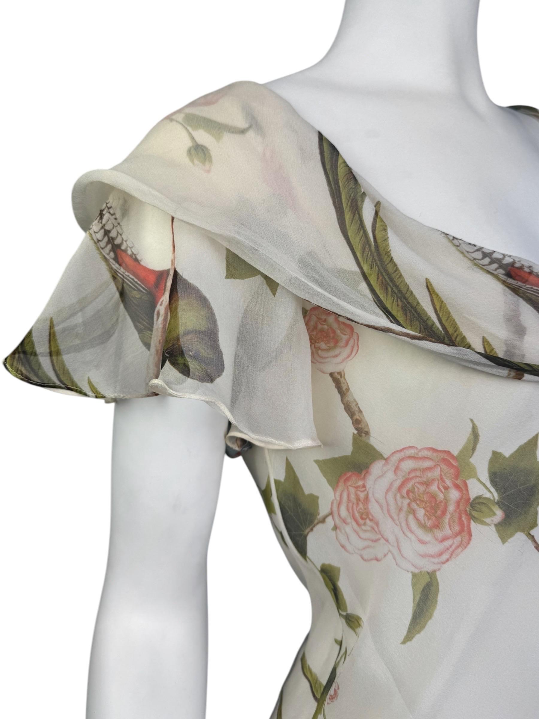 ALEXANDER MCQUEEN ss2007 « SARABANDE » BEIGE SILK BIRDS PRINT TANK TOP 4