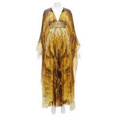 ALEXANDER MCQUEEN Pasarela SS2011 Vestido caftán amarillo dorado IT38 XS