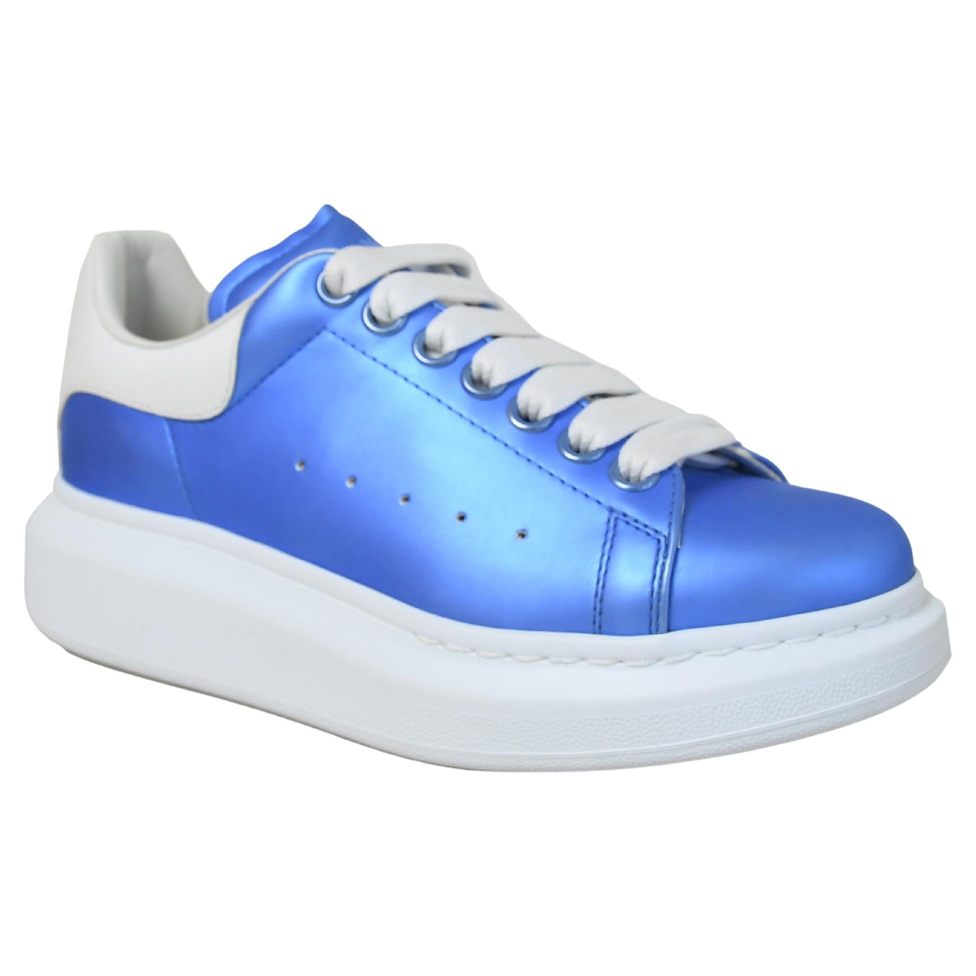 Alexander McQueen Steel Satin Sneakers Cornflower Blue For Sale