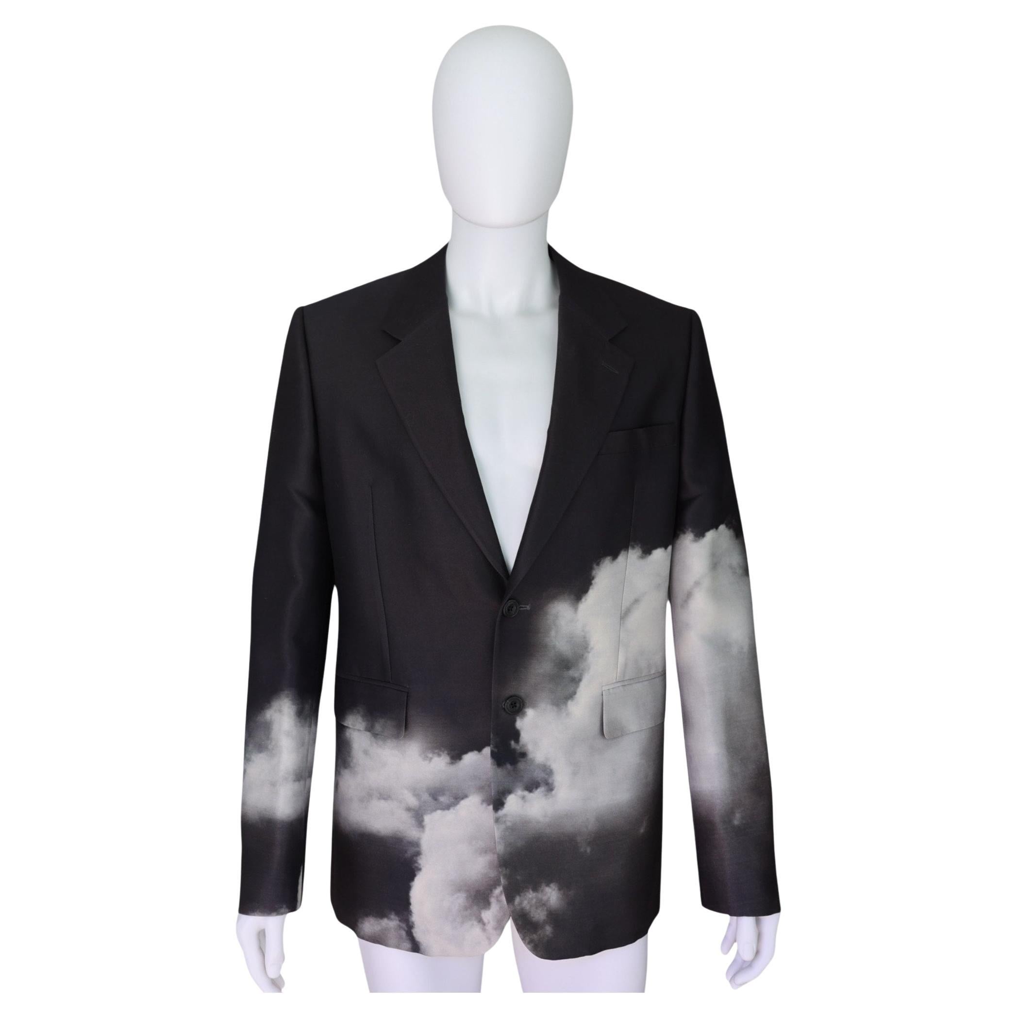 Pre-owned Alexander Mcqueen Storm Cloud Print Wool Sport Coat In Black