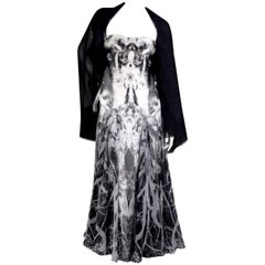 Alexander McQueen Strapless Gown with Black and White Photographic Print, 2010