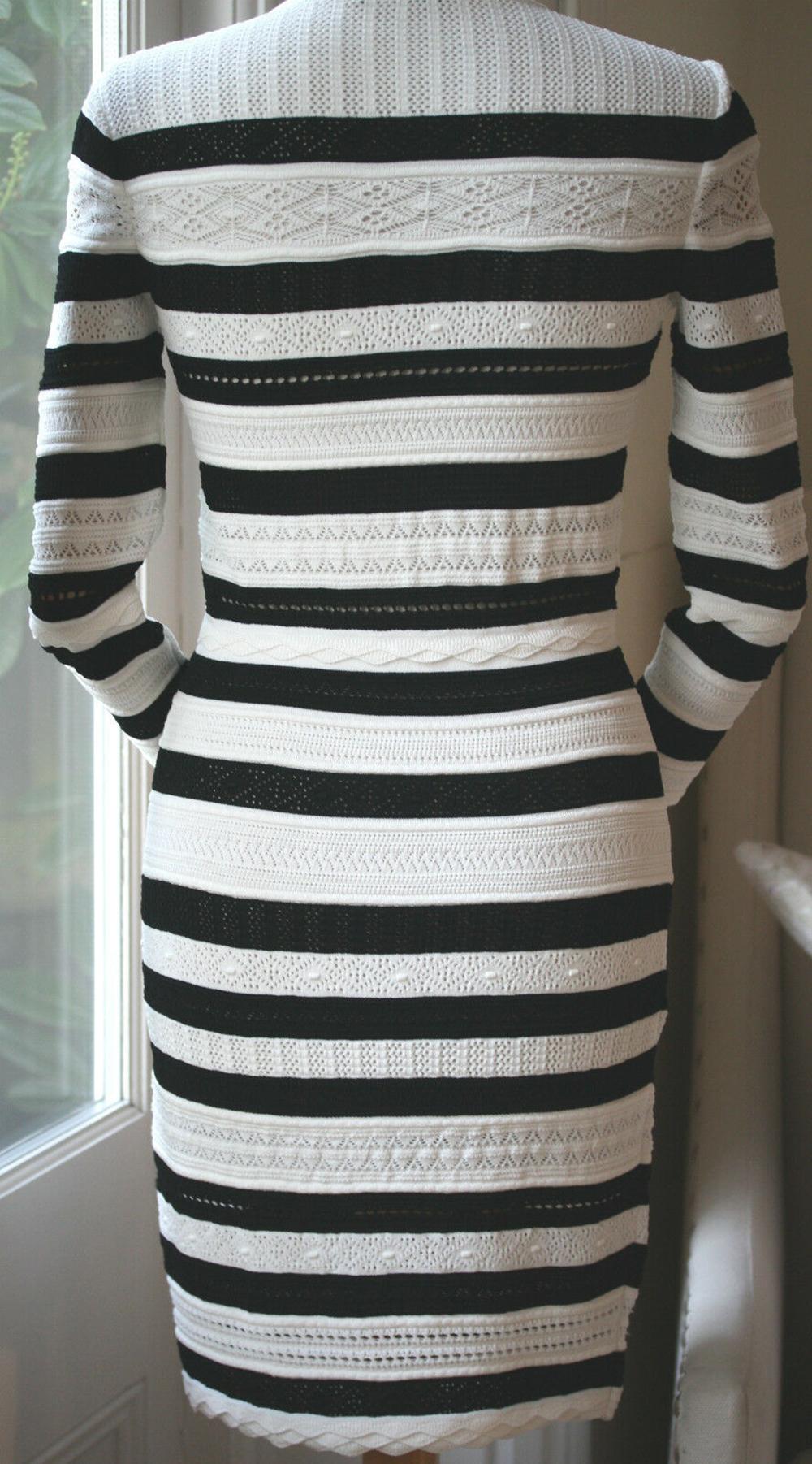 Gray Alexander McQueen Striped Lace Knit Dress