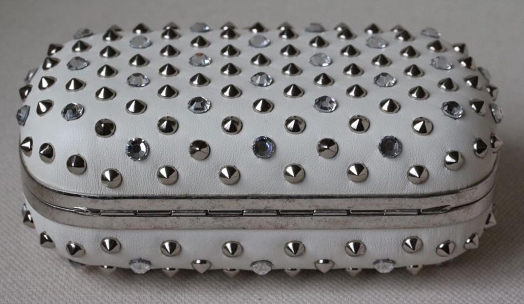 Alexander McQueen Stud & Crystal Skull-Clasp Clutch Bag In Excellent Condition In London, GB