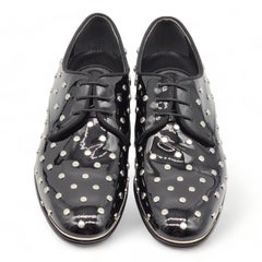 Alexander McQueen Studded Derby Shoes with Patent Leather in Black