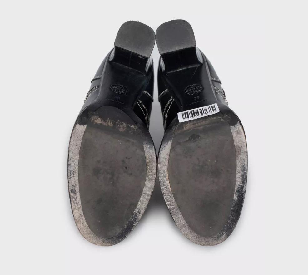Noir Alexander McQueen - Bottines en cuir à plateforme cloutée - 38 ans en vente