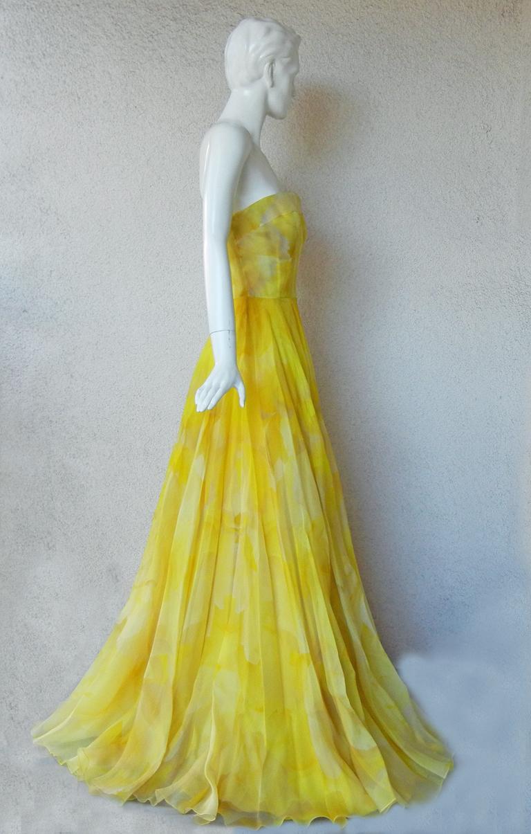 Green Alexander McQueen Stunning Poppy Print Daffodil Gown NWT For Sale