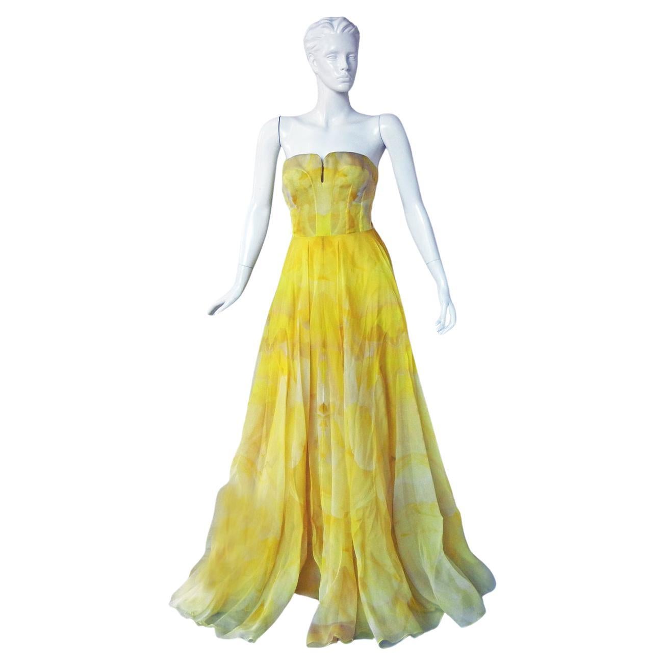 Alexander McQueen Stunning Poppy Print Daffodil Gown NWT For Sale