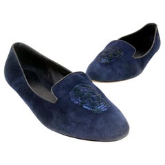 Alexander Mcqueen Suede and Sequin Skull Logo Flats