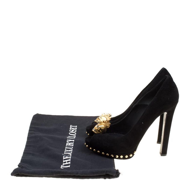 Escarpins Alexander McQueen Pointe Ouverte Talons Hauts - Taille 35.5 Noir, Occasion