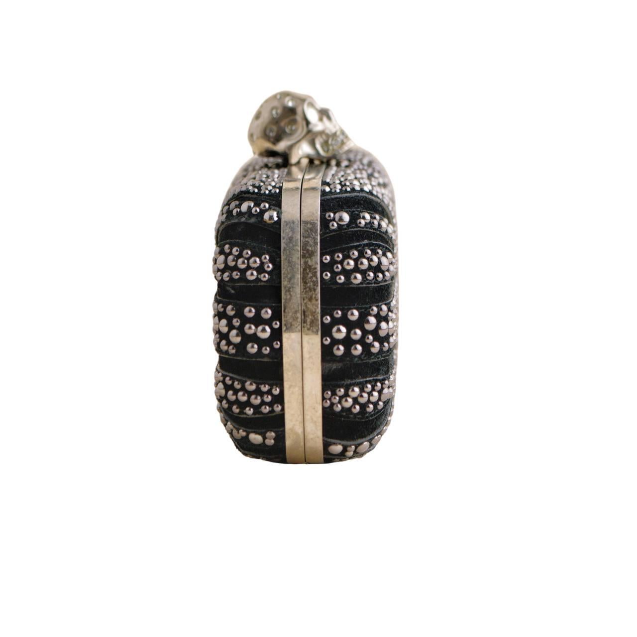 Women's or Men's Alexander McQueen Suede Studded Britannia Skull Box Clutch Bag