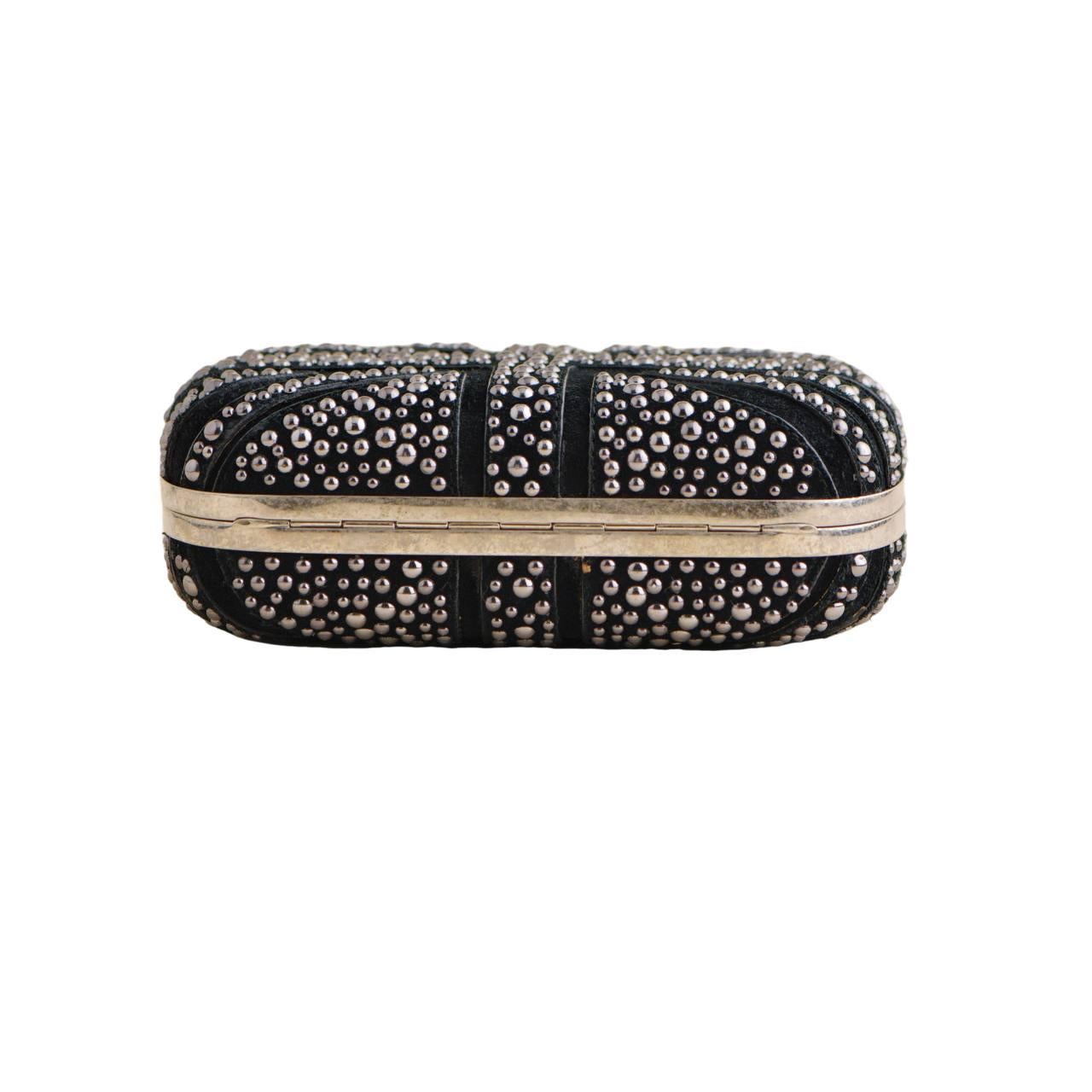 Alexander McQueen Suede Studded Britannia Skull Box Clutch Bag 1