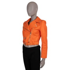 ALEXANDER MCQUEEN Sunset orange leather 2023 CROPPED BIKER Jacket 40 S
