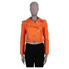ALEXANDER MCQUEEN Sunset orange leather 2023 CROPPED BIKER Jacket 40 S