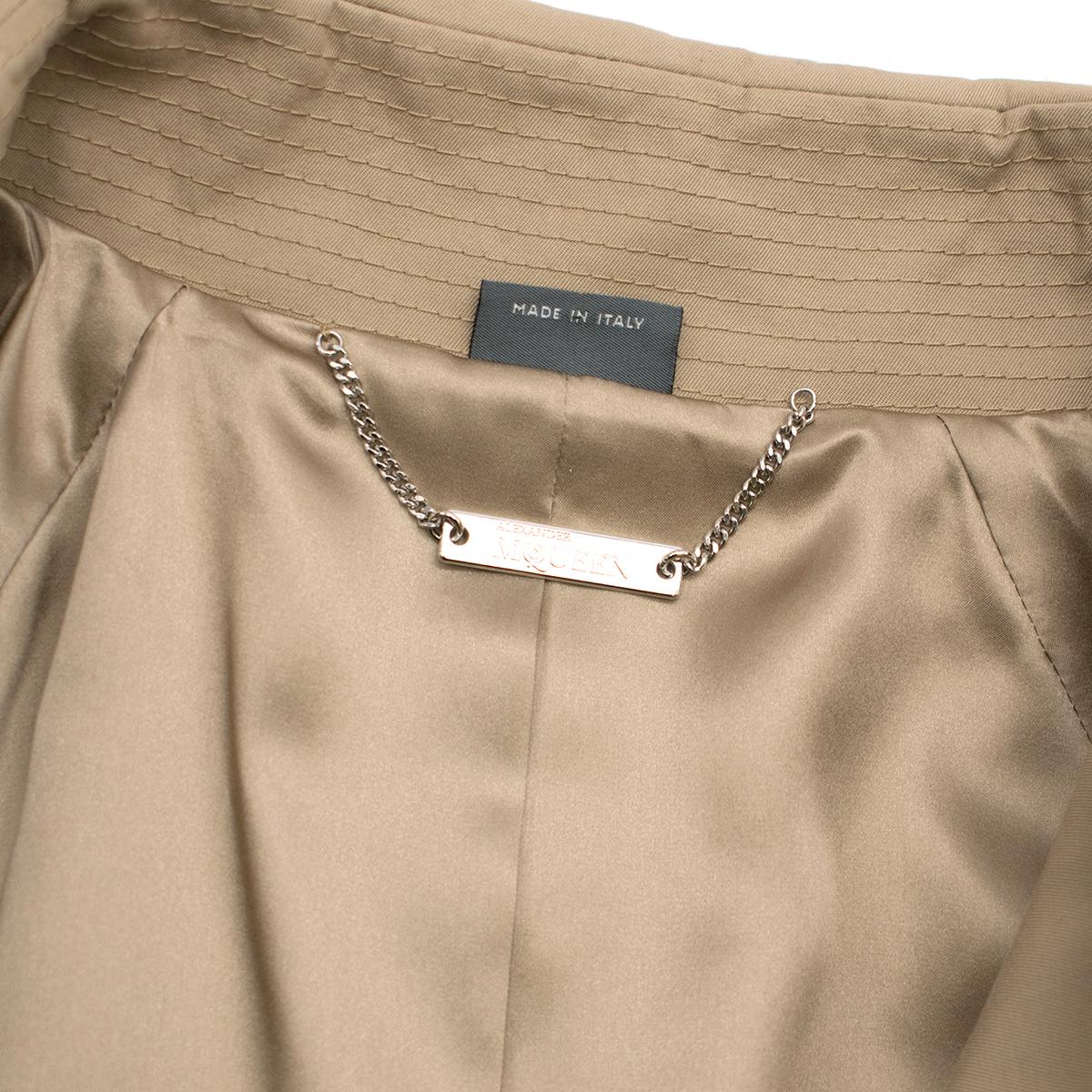 Alexander McQueen Tan Floral Embroidered Short Trench Coat US 6 In Excellent Condition In London, GB