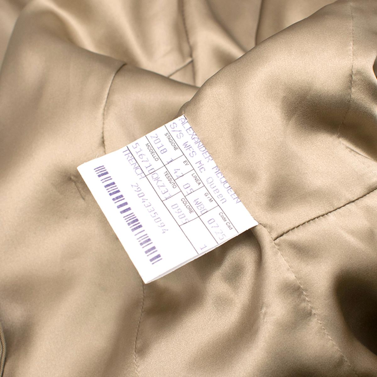 Women's Alexander McQueen Tan Floral Embroidered Short Trench Coat US 6