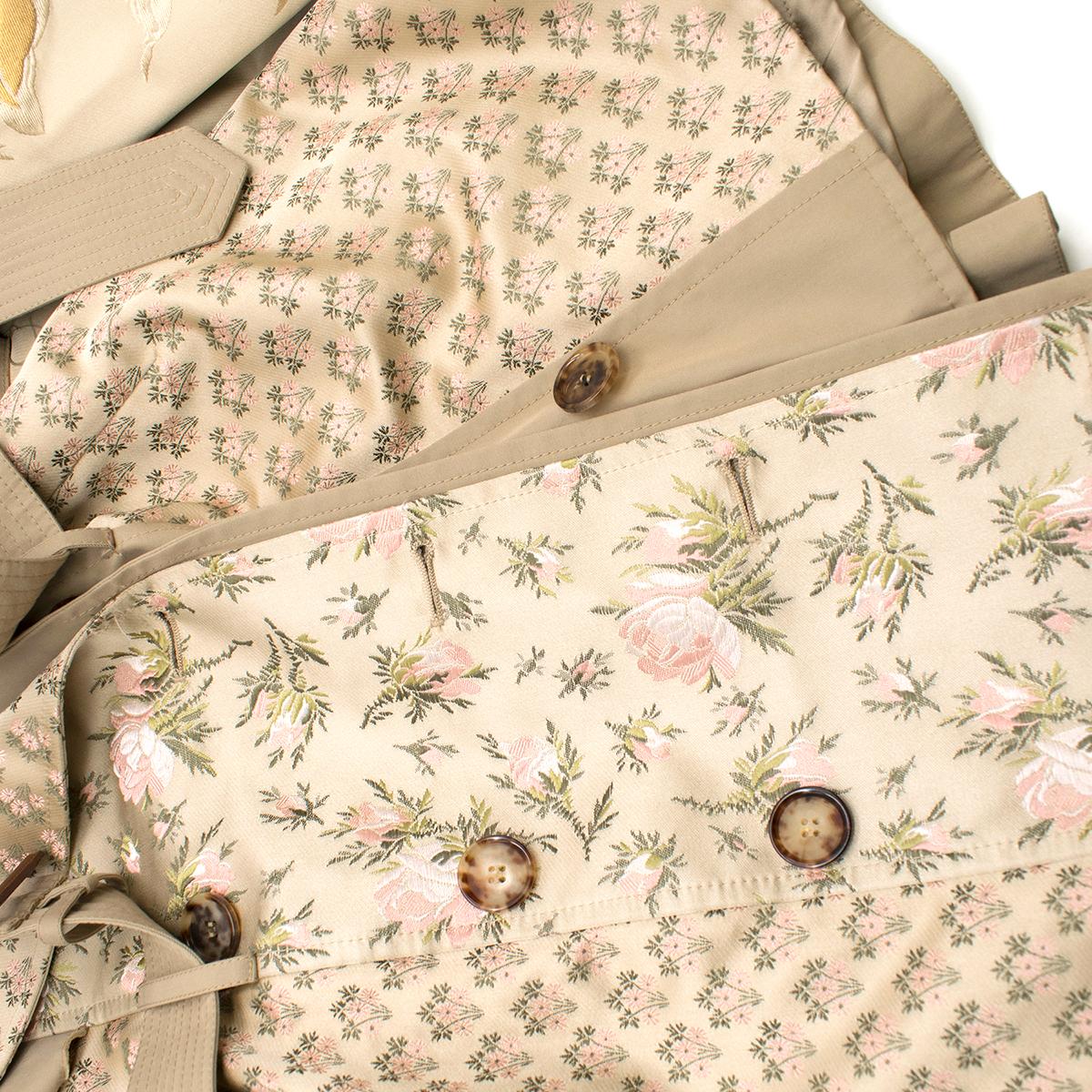 Alexander McQueen Tan Floral Embroidered Short Trench Coat US 6 1