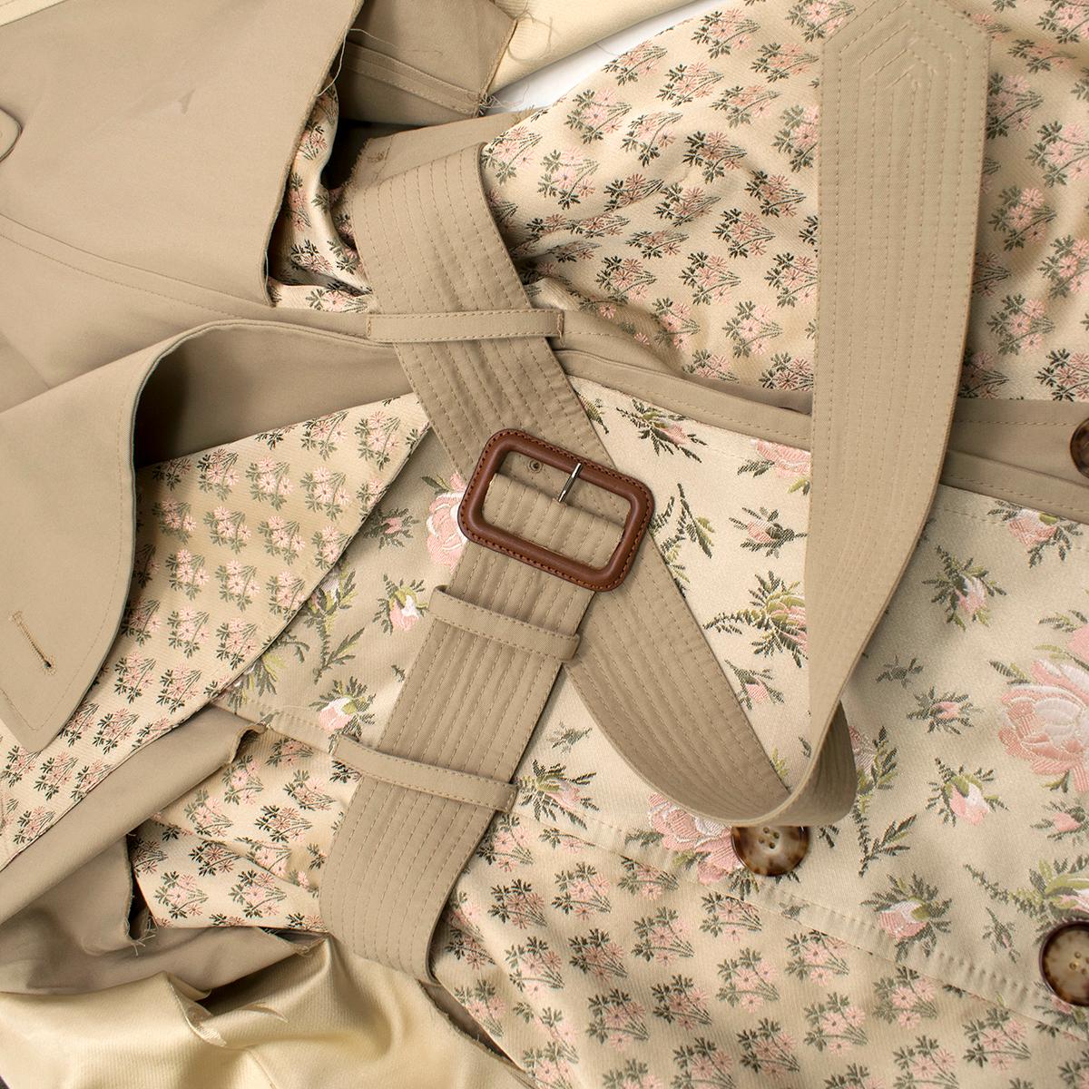 Alexander McQueen Tan Floral Embroidered Short Trench Coat US 6 2