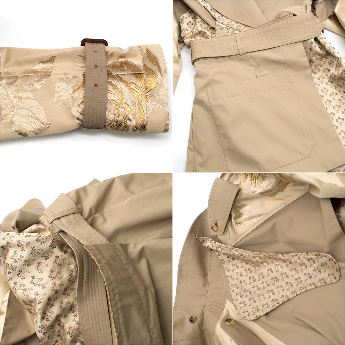 Alexander McQueen Tan Floral Embroidered Short Trench Coat US 6 3