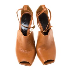 Alexander McQueen Tan Leather Mules Ankle Strap Sandals Size 37