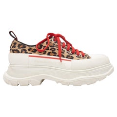 Alexander McQueen Tan & Multicolor Leopard Print Low-Top Sneakers