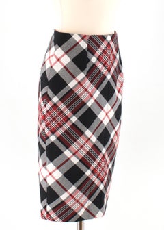 Alexander McQueen Tartan Wool Pencil Skirt Size US 4