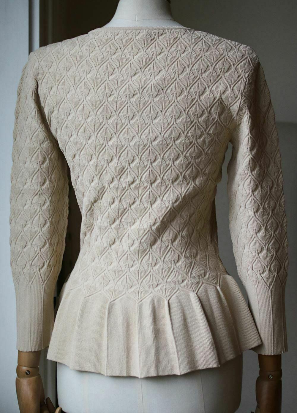 Alexander McQueen Textured Knitted Peplum Top  In New Condition In London, GB