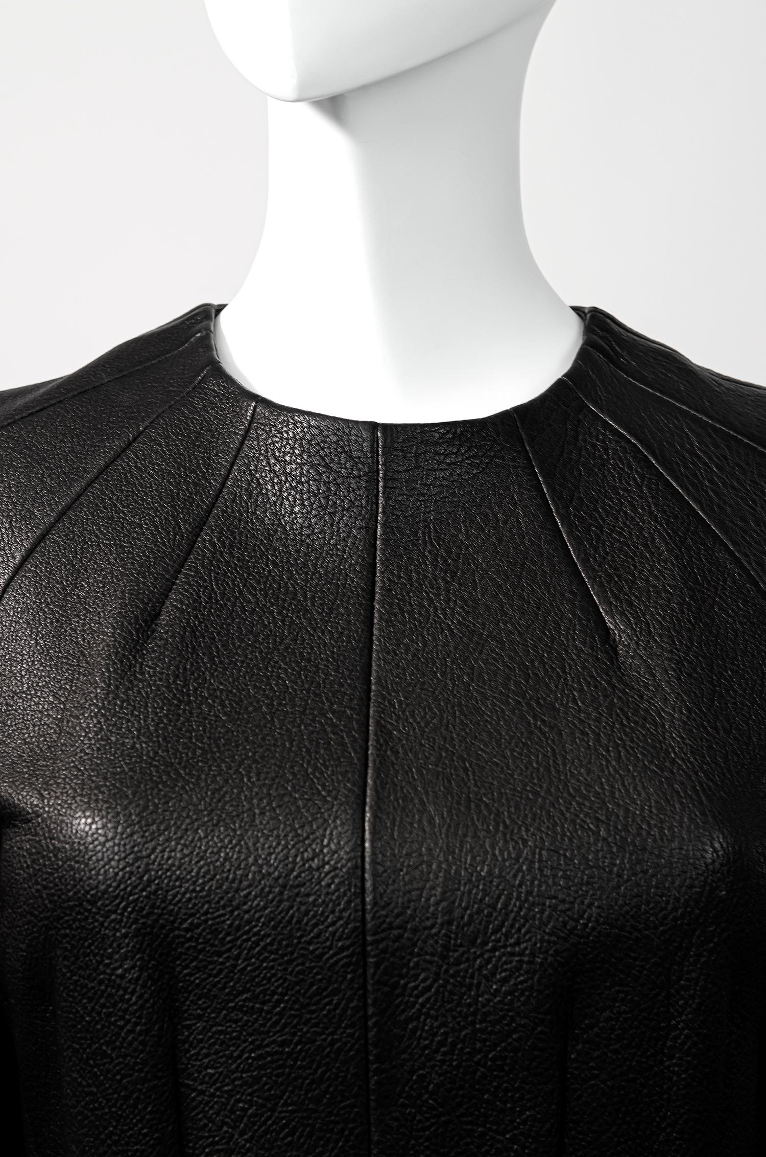 ALEXANDER MCQUEEN Textured Leather Bubble Dress For Sale 2