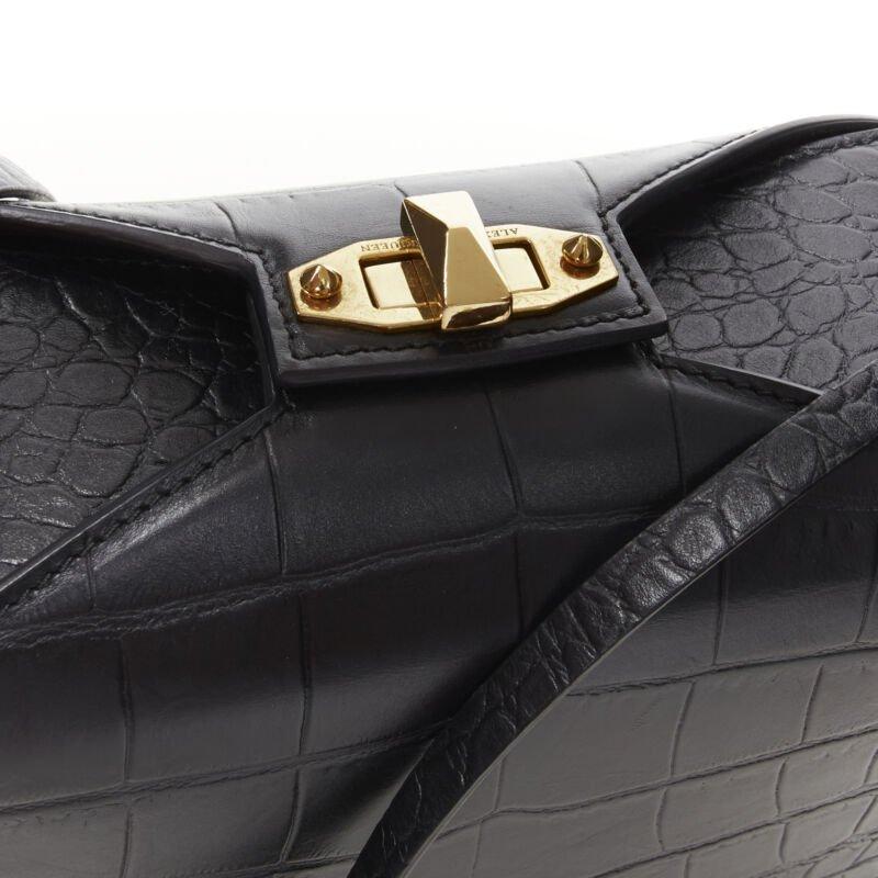 ALEXANDER MCQUEEN The Box black scaled leather gold turn lock crossbody bag 2