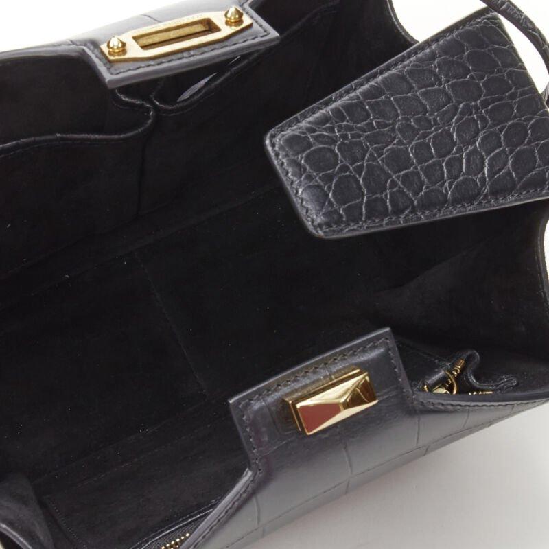 ALEXANDER MCQUEEN The Box black scaled leather gold turn lock crossbody bag 3