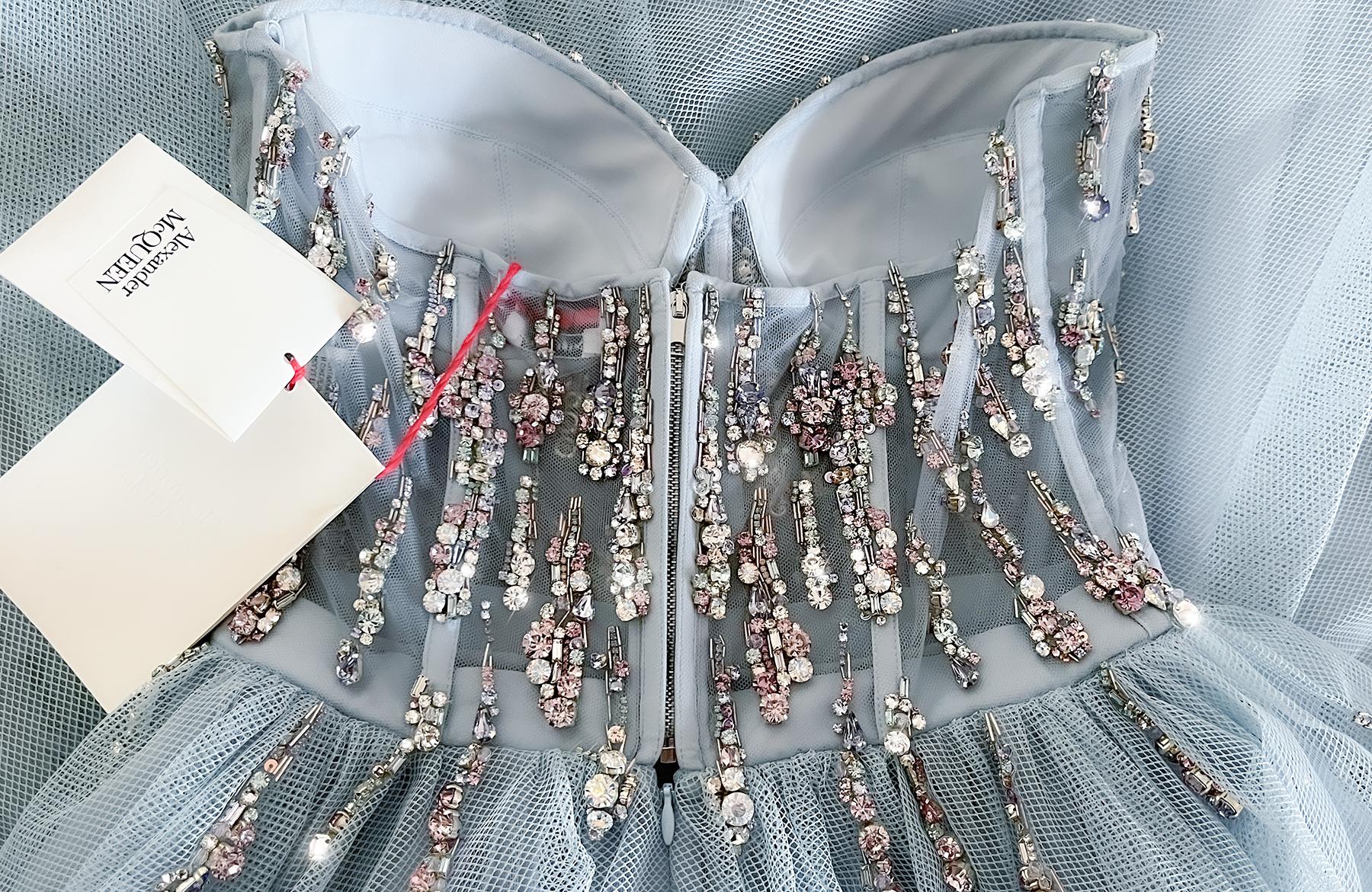 Alexander McQueen Gown The Cosmic Rain Dress  Embroidery Corset For Sale 6