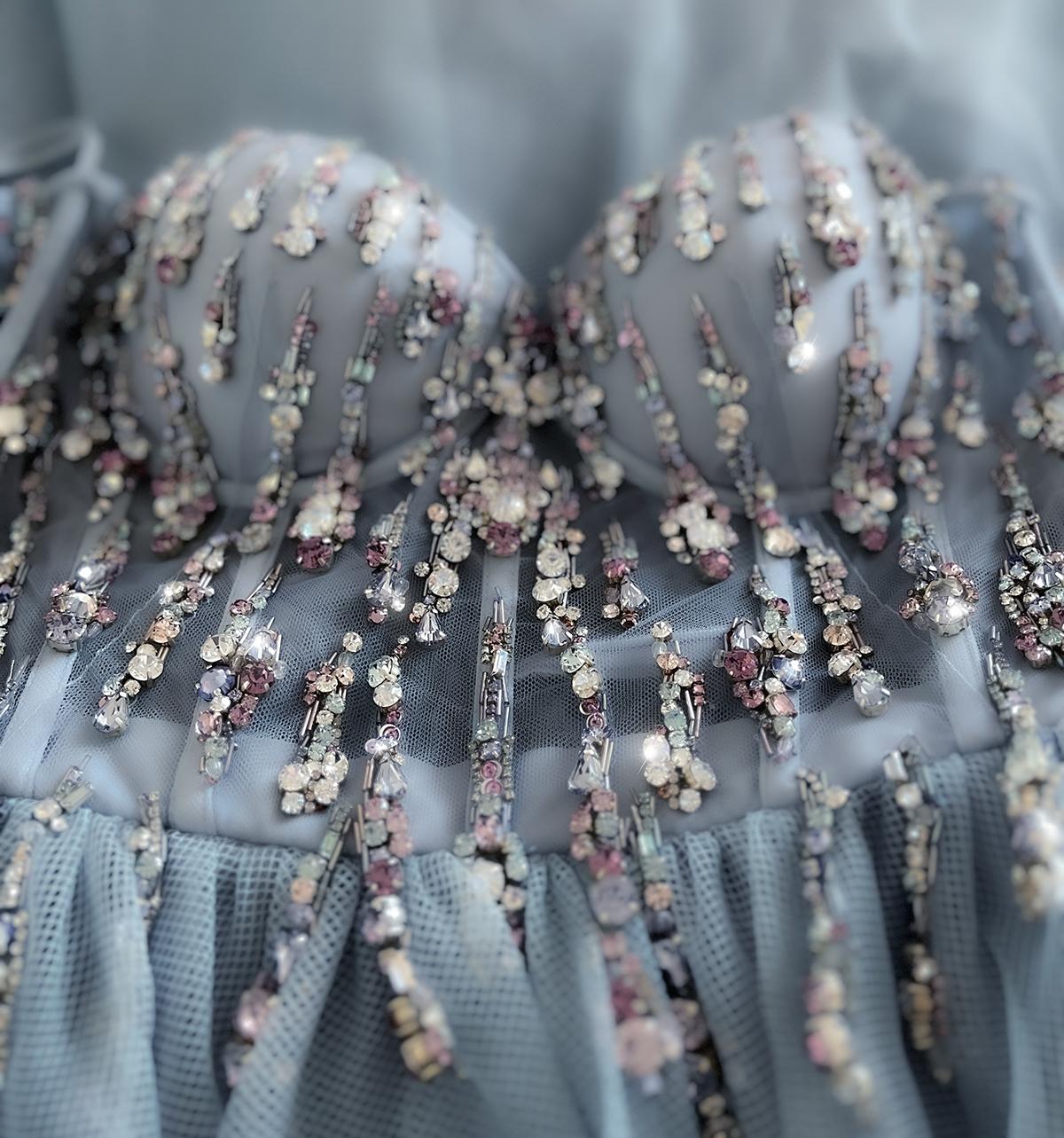 Alexander McQueen Gown The Cosmic Rain Dress  Embroidery Corset For Sale 4