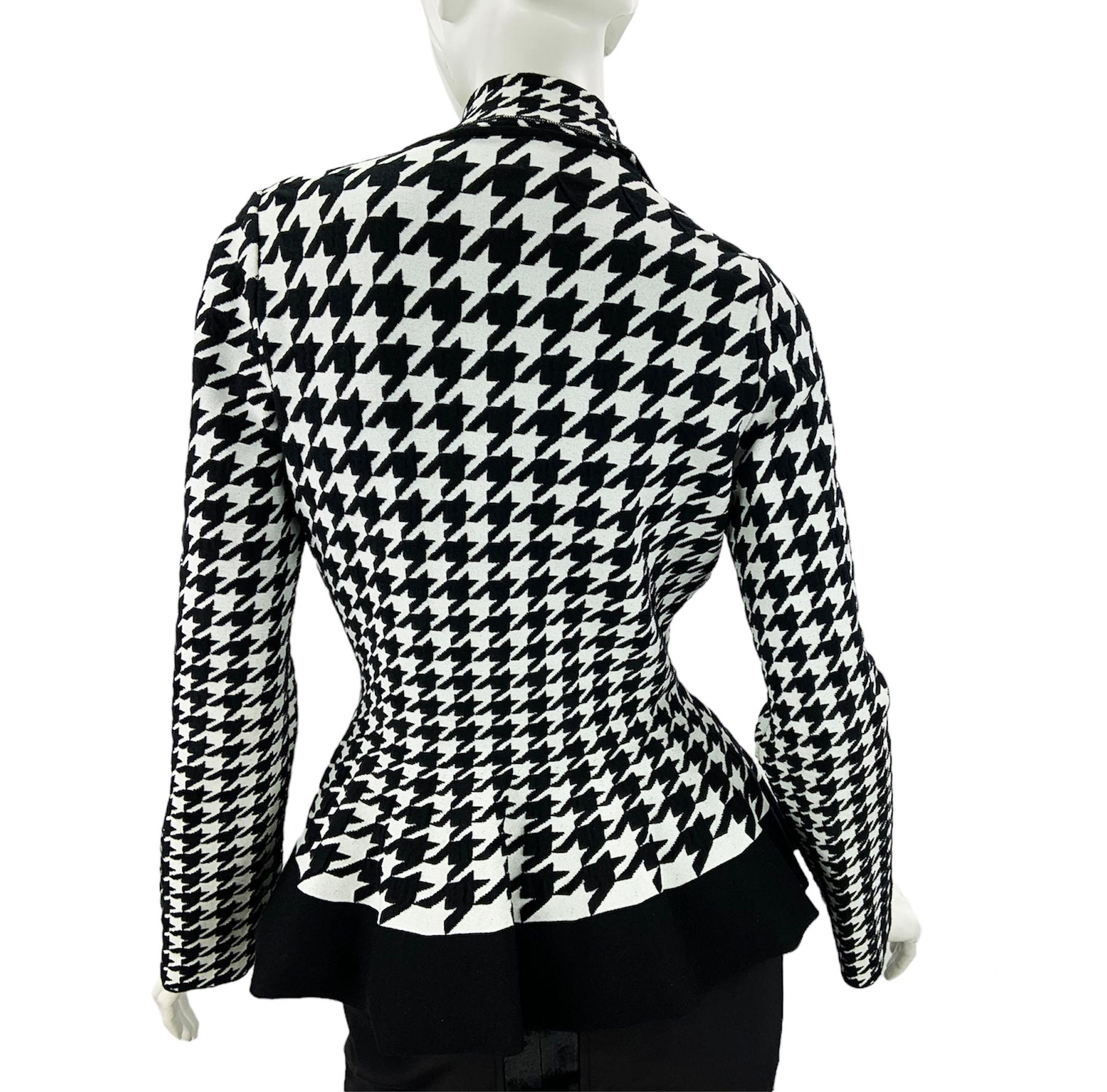 Women's Alexander Mcqueen Tie-neck Houndstooth Patterned Knit Top Cardigan size L For Sale