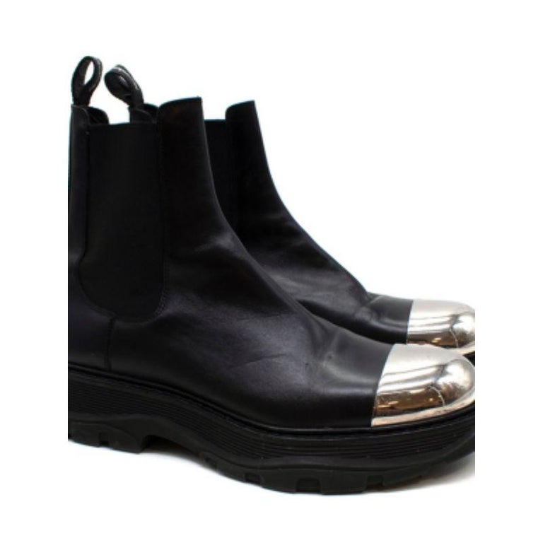 Alexander McQueen Tread Metal Toe-Cap Leather Chelsea Boots 