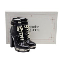 Alexander McQueen Tread Slick Leather Boots Black Size 39 9 US - NWB
