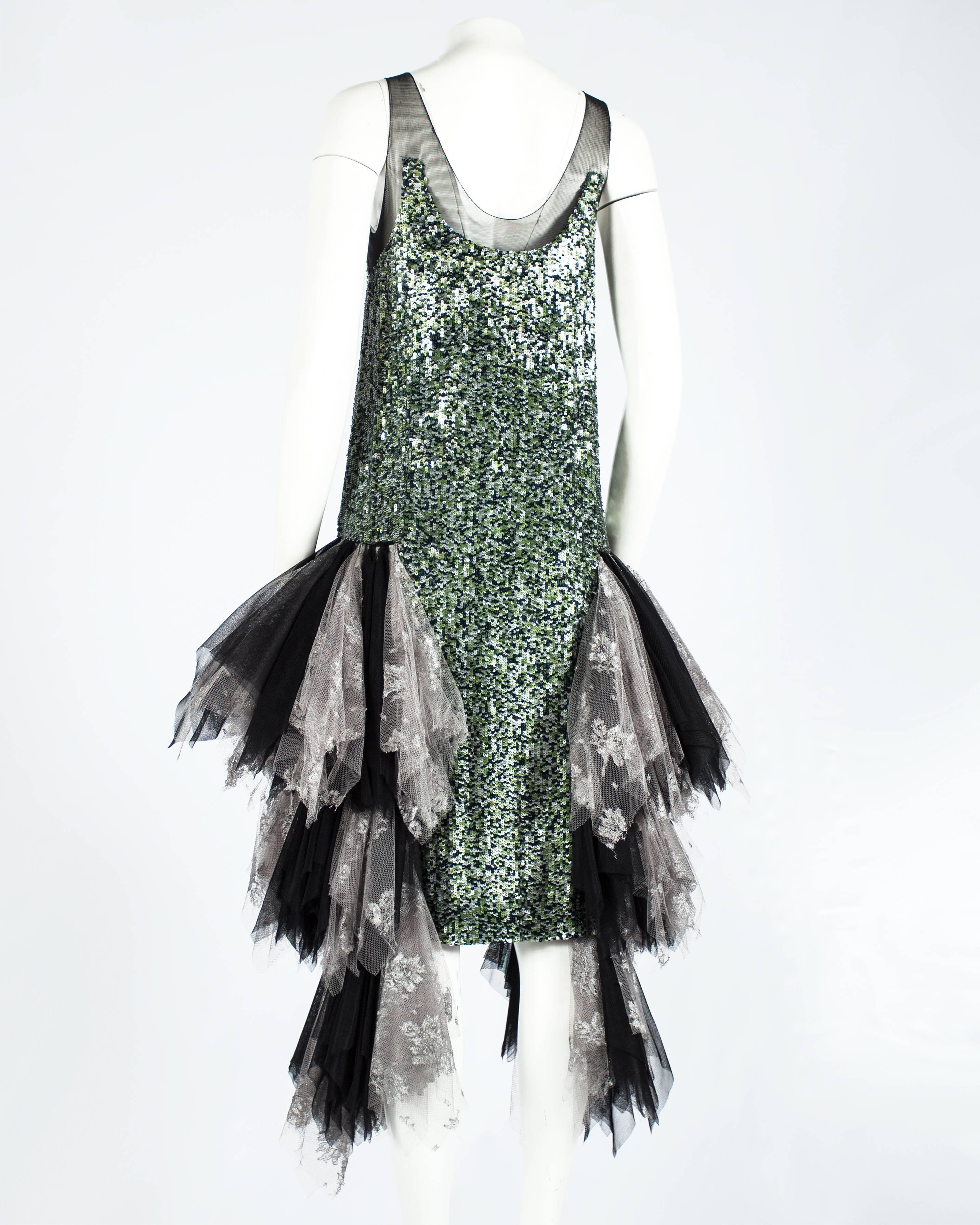 Alexander McQueen tulle, lace and sequin flapper dress, aw 2001 1