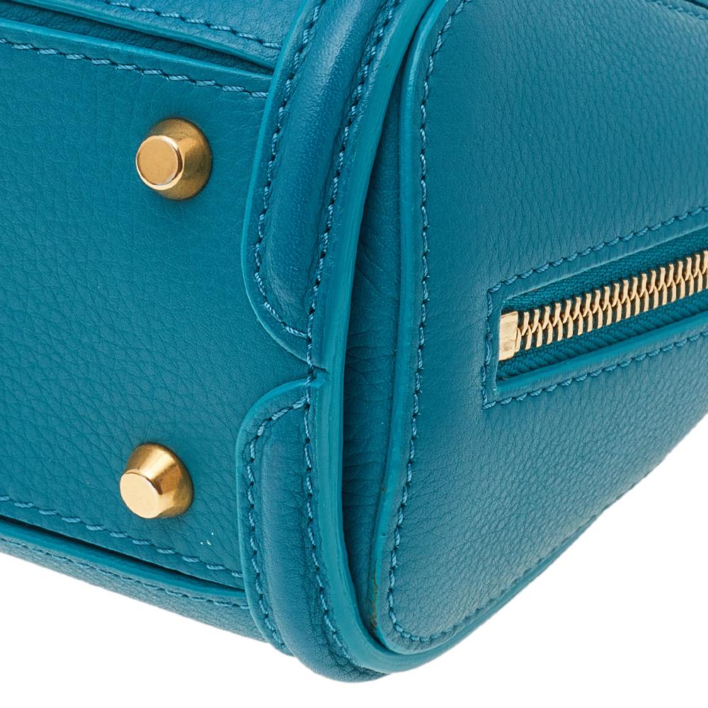 Alexander McQueen Turquoise Leather Mini Heroine Bag In Good Condition In Dubai, Al Qouz 2