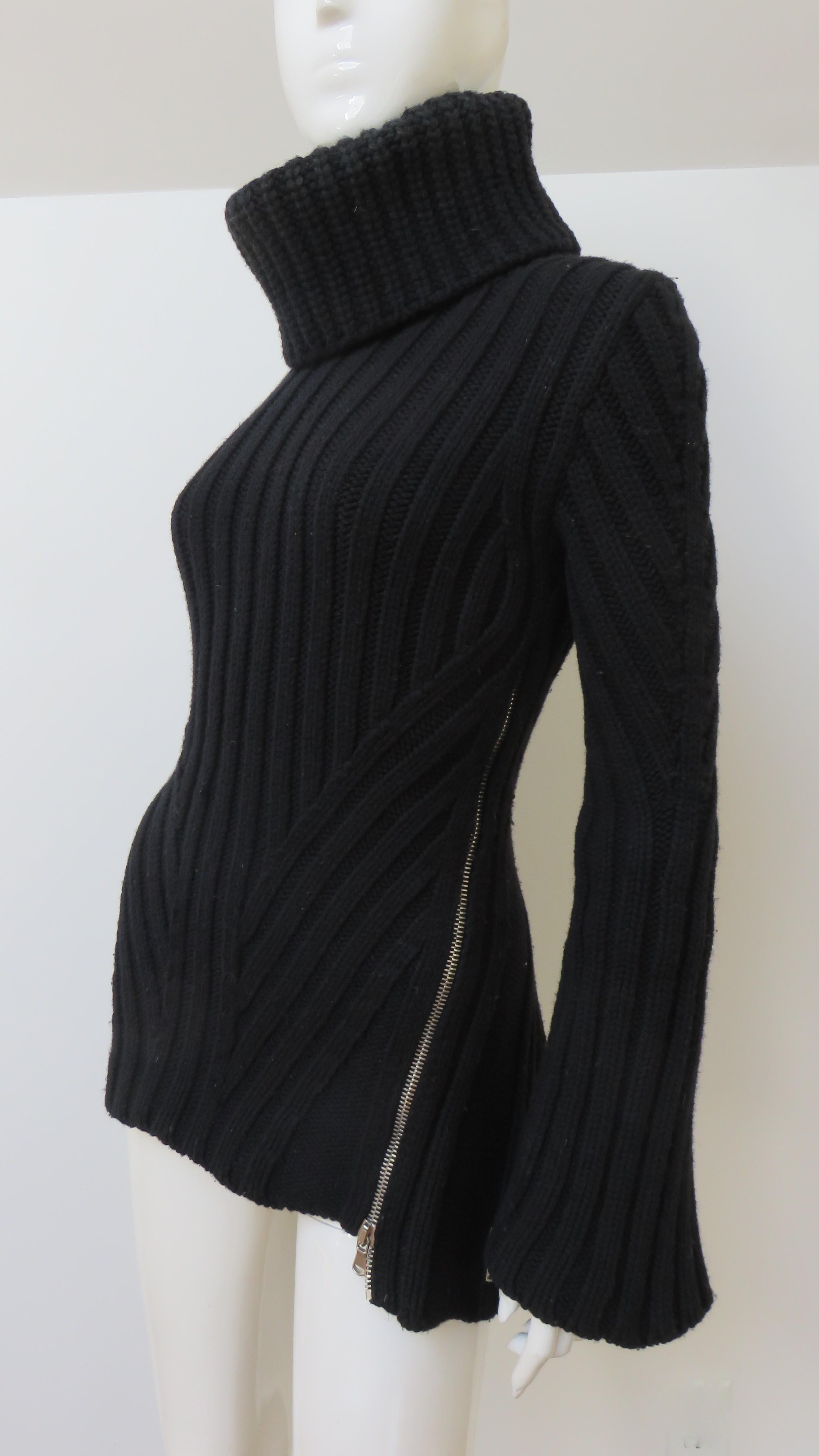 Black Alexander McQueen Turtleneck Sweater with Zippers