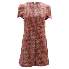 Alexander McQueen Tweed Shift Dress in Red Cotton