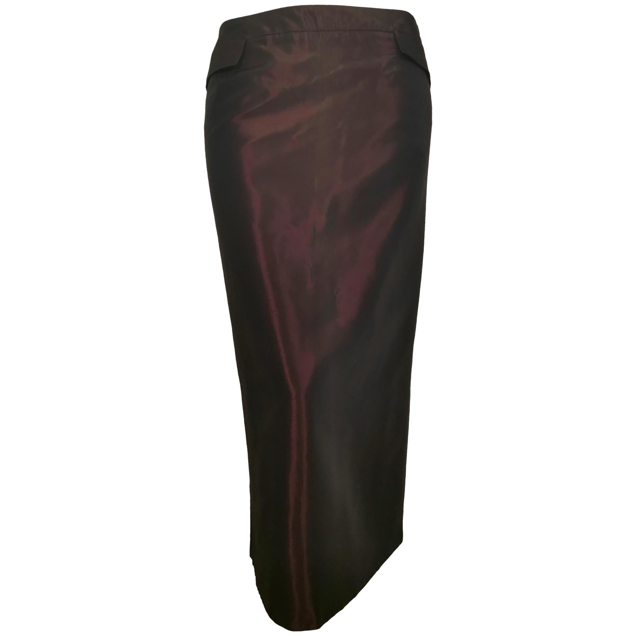 Alexander McQueen Two Tone Kick Pleat Fitted Skirt 1996 For Sale