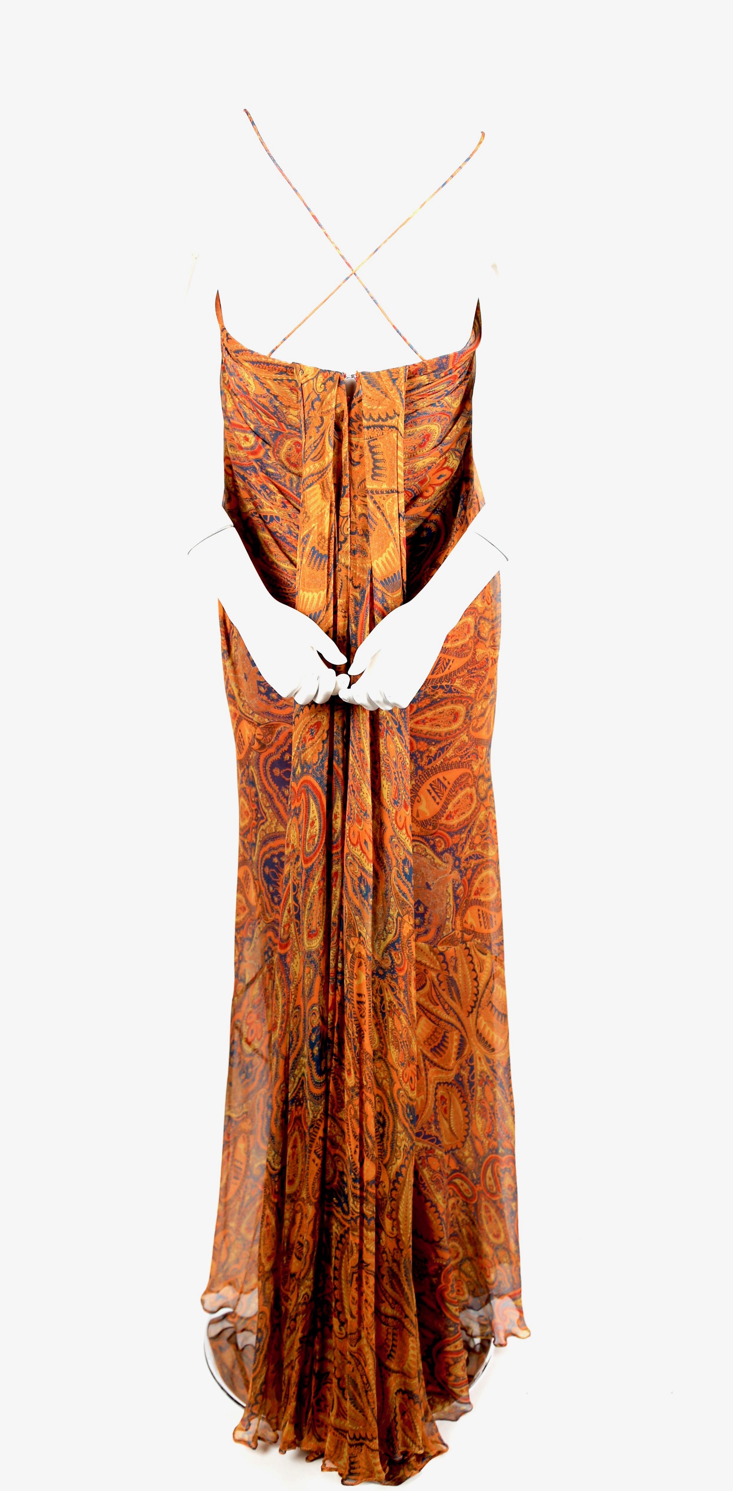 Women's or Men's Alexander McQueen Unworn paisley silk chiffon strapless dress, 2009