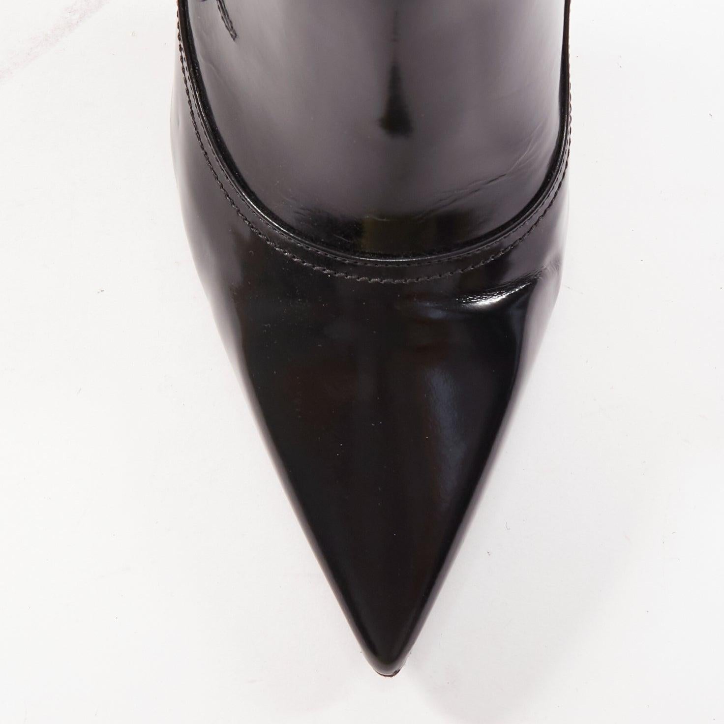 Alexander McQueen stivali vittoriani a punta in pelle nera e argento con tacco a spillo EU38 in vendita 1