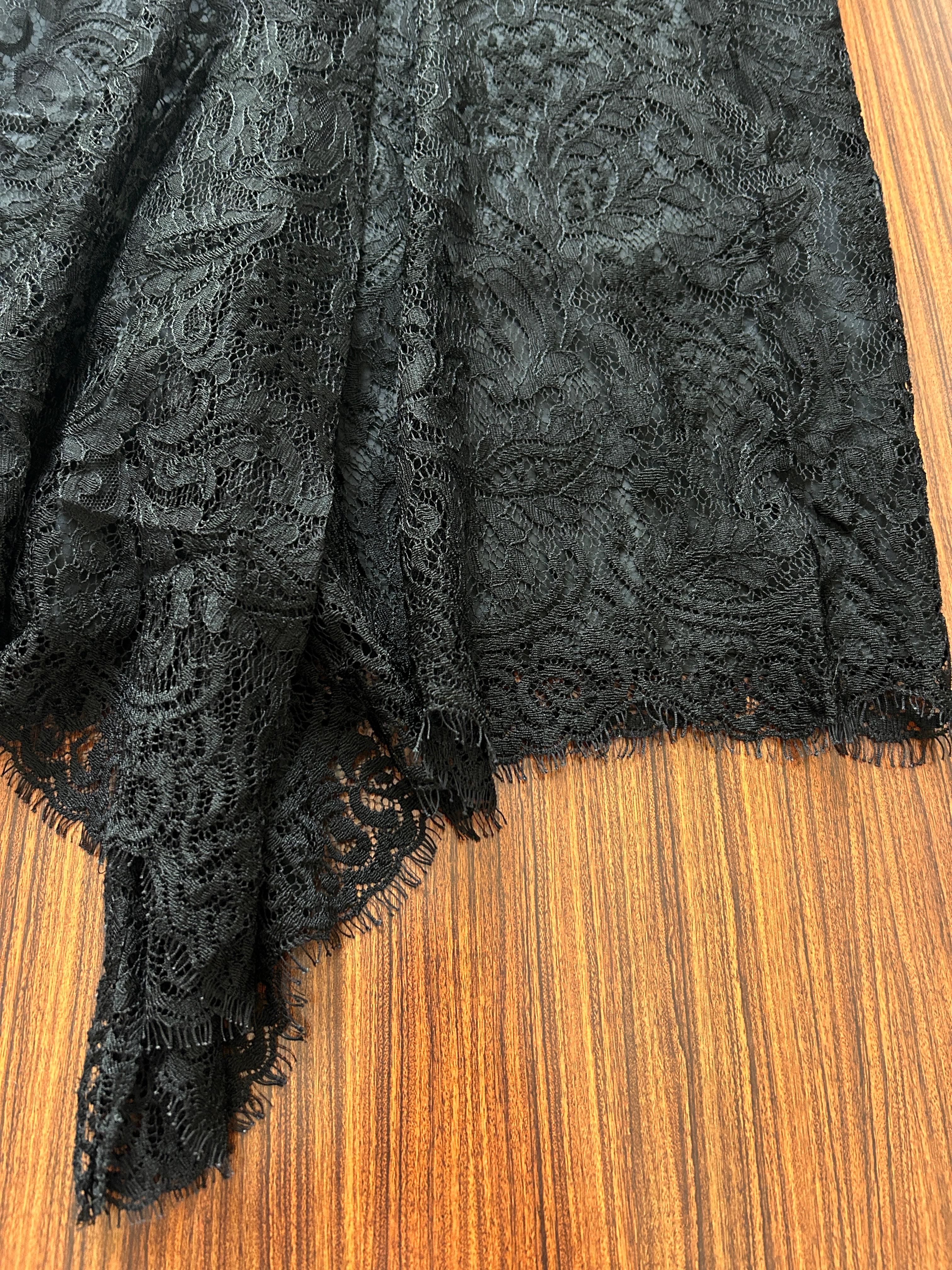 Alexander McQueen Vintage 1990s Black Lace Long Pencil Skirt For Sale 2