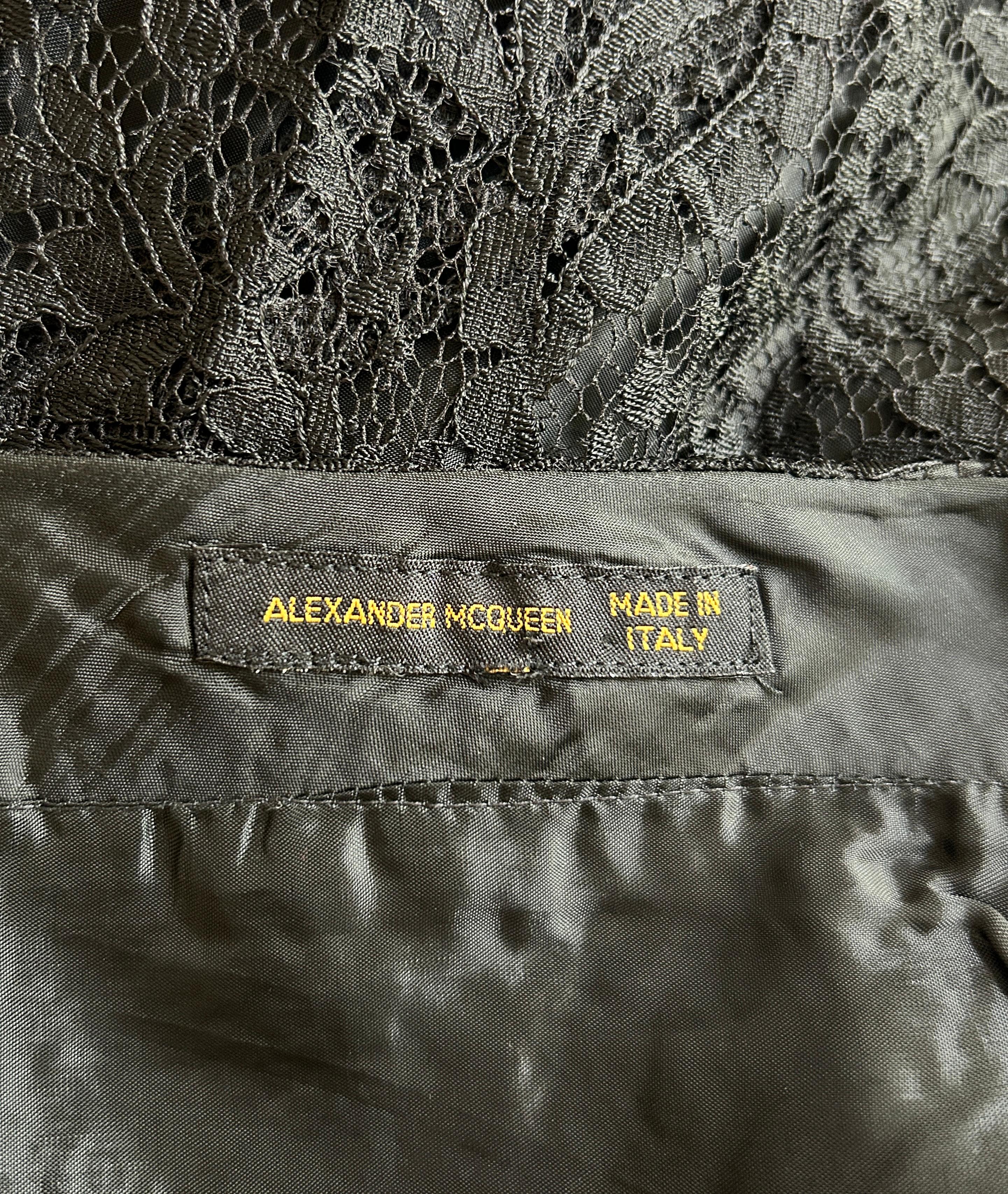 Alexander McQueen Vintage 1990s Black Lace Long Pencil Skirt For Sale 3